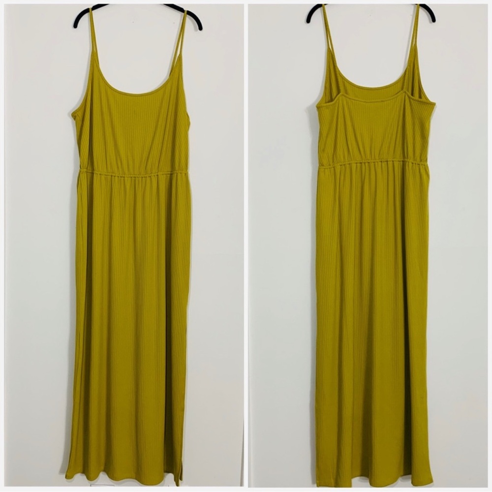 Forever 21 lime green jersey side split maxi dress
